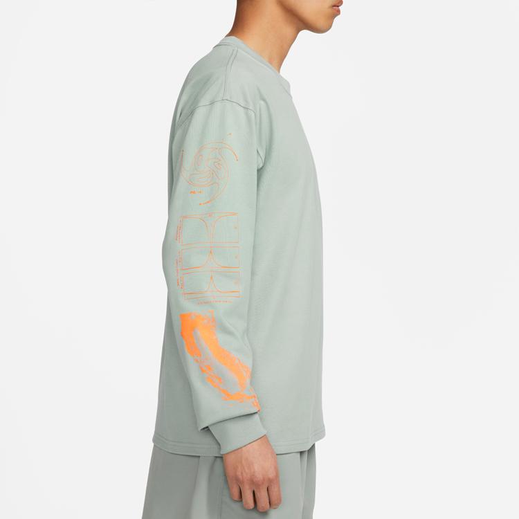 Nike Acg Topo Abstract Print Long Sleeve Crew-Neck T-Shirt Men Tops Mica-Green FB8445-330