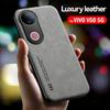 For Vivo V50 5G PU Leather Car Magnetic Holder Silicone Back Cover For VIVO V50 5G Built-in Iron Protection Phone Case