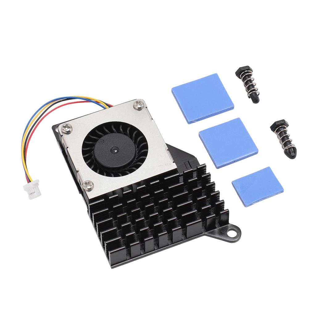 Для RasPi 5 Активный кулер 4-контактный разъем Стабильная работа Алюминиевый сплав Активный охлаждающий вентилятор Черный