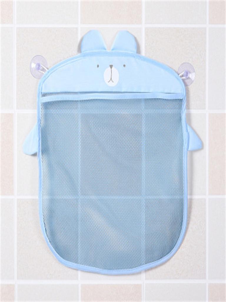 See-Through Mesh Fabric Storage Bag Multi-Purpose Suction Cup Storage Bag Cartoon Kitchen Storage Sundries Hanging Bag