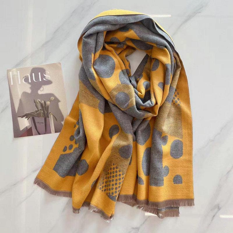 Кашемировая шаль в корейском стиле с геометрическим узором в горошек — теплый осенне-зимний шарф для женщин