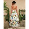 Women's Boho Floral Beach Sundress Sleeveless Summer  Maxi Dress Spaghetti Straps Casual Smocked Flowy A-Line Dress Party Long Dresses for Women