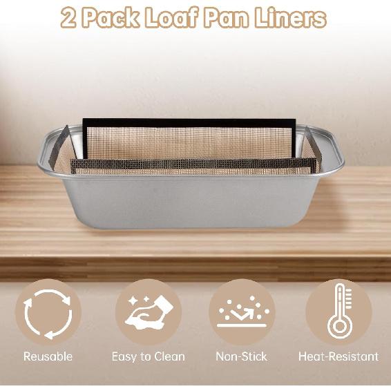 2Pcs Silicone Bread Loaf Pan Liners - Reble Bread Baking Mat, Non-Stick and Easy to Clean Bread Sling, for 9x5" Baking Loaf Pans to Transfer