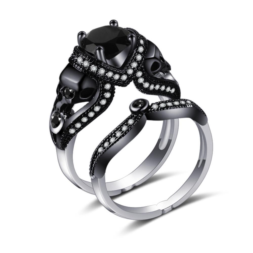 Black Color Skull Women Zircon Punk Rings Women Engagement Ring Jewelry Ring Set Engagement Jewelry