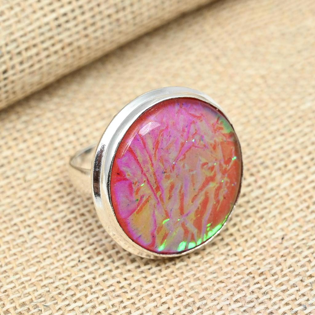 Оранжевый австралийский тройной опал, драгоценный камень, кольцо из стерлингового серебра 925 пробы, подарочные ювелирные изделия ручной работы