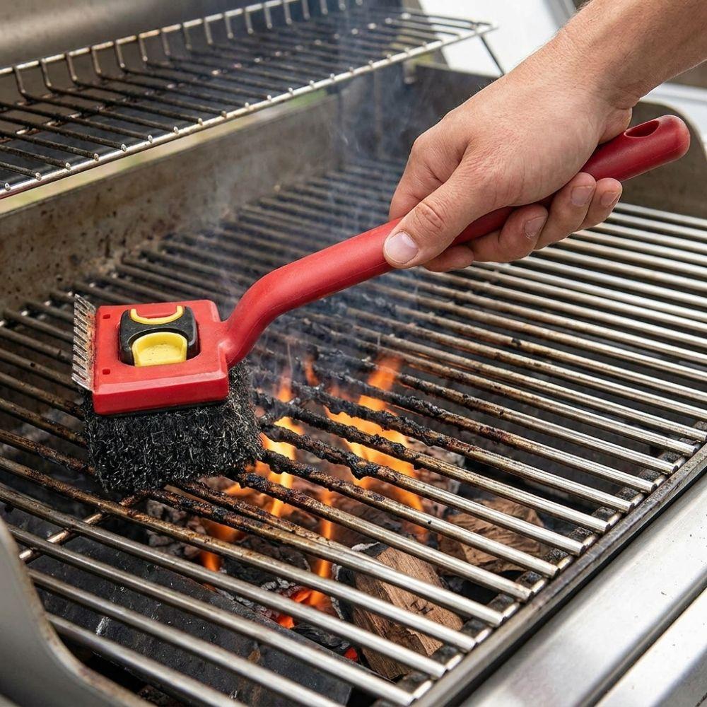 Replaceable Pads Safe Grill Grate Scrubber Stainless Steel Grease Remover Brush Home Use