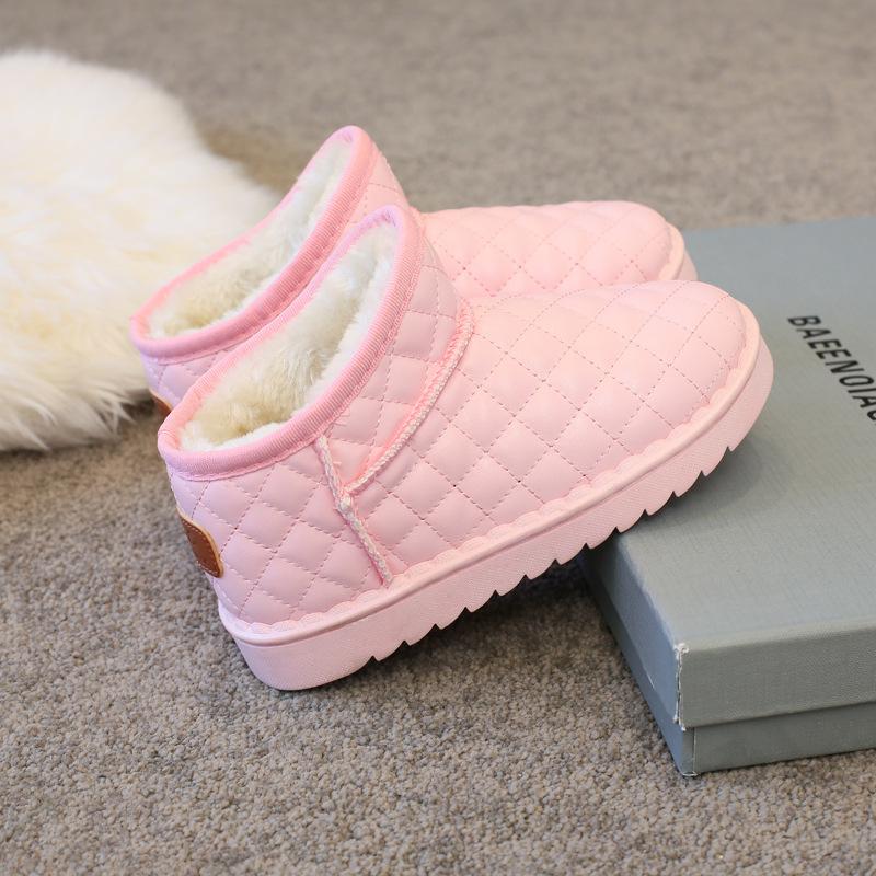 Новые детские кожаные зимние ботинки, водонепроницаемые и теплые хлопковые ботинки, осенне-зимняя обувь из бархатного хлопка