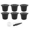 6 PCS Reusable Coffee Capsules Cup Recyclable Coffee Capsule Refilling Filter Set with Spoon Brush