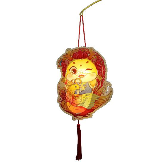 Ручные фонарики Года Дракона, милый мультяшный дизайн, ручной фонарь с четким принтом и зашифрованными кисточками