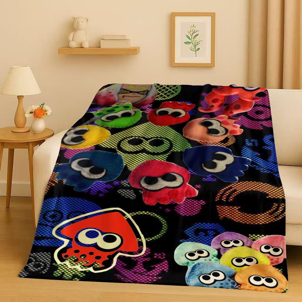 HD Splatoon Game Cartoon Flannel Blanket,Ultra Soft Warm Plush Throw for Home Bedroom Bed Sofa Cover Office Travel Picnic Kids