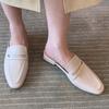 Летние женские туфли без шнуровки, лоферы на плоской подошве, мокасины с закрытым квадратным носком, модные удобные туфли-лодочки из искусственной кожи с открытой спиной, повседневные шлепанцы