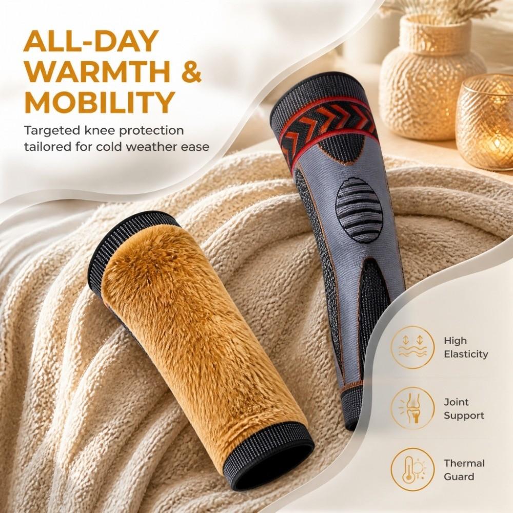 Elastic Warm Knee Pads with Straps Windproof Thermal Leg Warmers Old Cold Legs