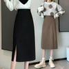 Women's High-Waist Black Midi Bodycon Pencil Skirt - Early Autumn A-line Style