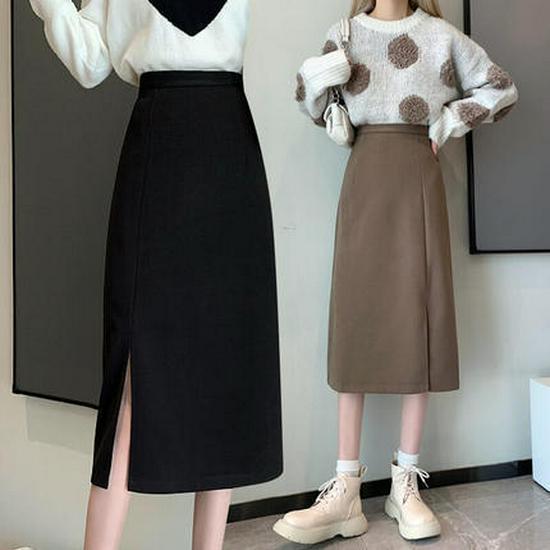 Women's High-Waist Black Midi Bodycon Pencil Skirt - Early Autumn A-line Style