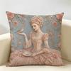 D Rose Floral Vintage French Rococo Cushion Cover Natural Linen Organic Fabric DoubleSided Print Room Sofa Decor Pillow Case