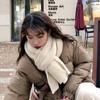 Korean Style Ins Wool Knitted Scarf for Women Autumn and Winter Thickened Warm Scarf for Students Solid Color Trendy Red Versatile