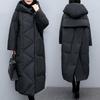 Winter Plus Size Padded Thickened Women's Long Solid Colour Jacket Casual Zip Hooded Paragraph Warm Outerwear