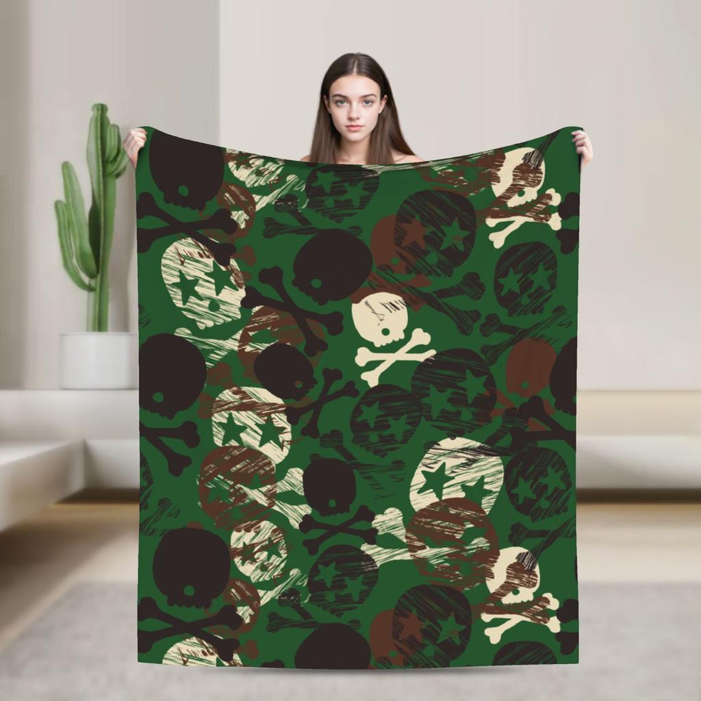 Sugar Skull Day of the Dead Blankets Gothic Mexican Skeleton Halloween Flannel Funny Warm Throw Blankets for Home Spring/Autumn