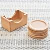 7 шт./компл. деревянная подставка с ящиком для хранения в японском стиле, натуральное дерево, термостойкая нескользящая столешница, круглая подставка для напитков, кофе, чая, подстаканник для кухни