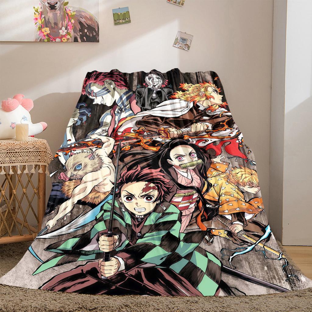 Demon Slayer All-Season Versatile Travel Blanket Compact Suitable for Office Nap & Outdoor Camping LXRa8