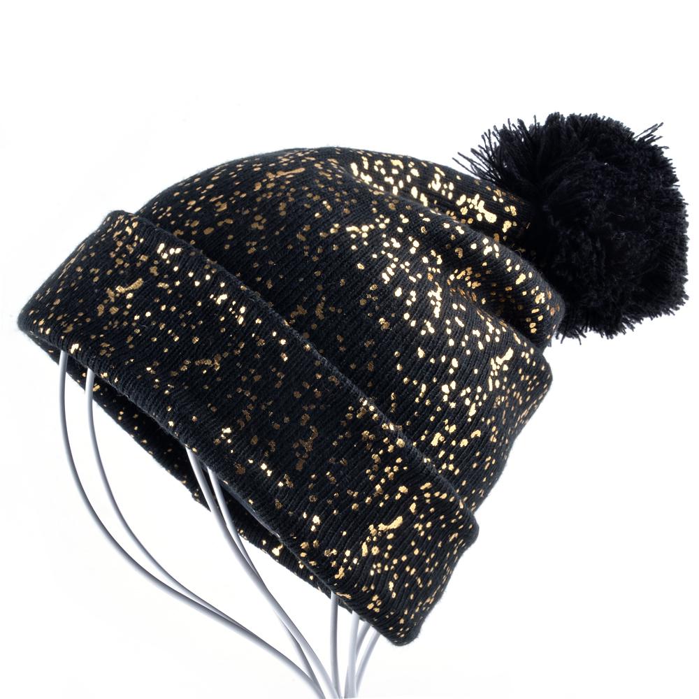Autumn And Winter Beanies Women Fashion Sequins Knitted Hat Femal Flashing Beanie Girls PomPom Hats