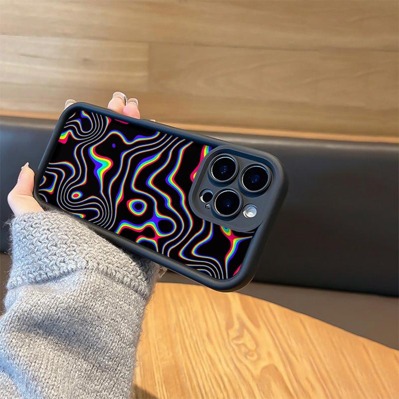 Черный Флуоресцентный Волнистый Рисунок Матовый Чехол Для Телефона Для Samsung Galaxy S25 S24 S23 S22 S21 S20 FE Plus Ultra A15 A35 A54 A55
