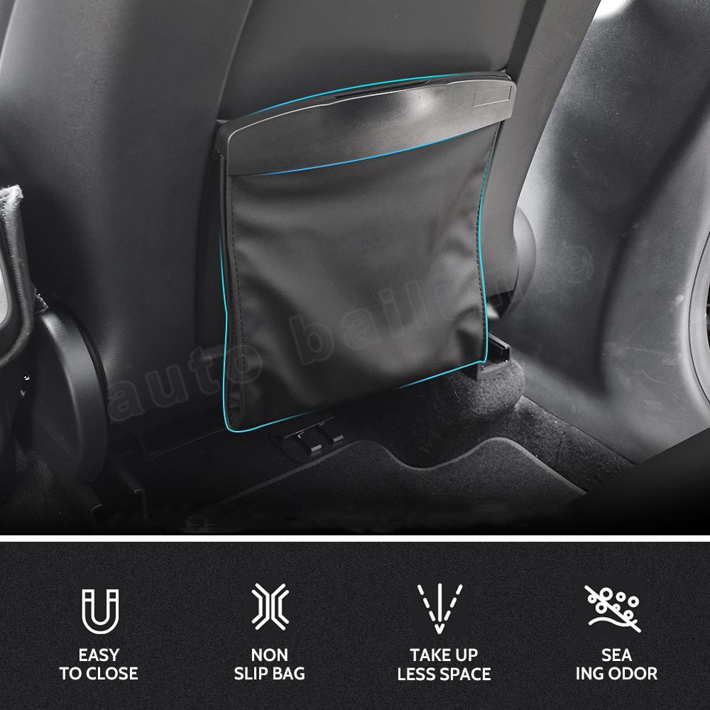 For Tesla Model 3 Model Y 2023 2022 - 2016 Car Garbage Bag Black Back Seat Waterproof Trash Bag Rubbish Cans Hanging