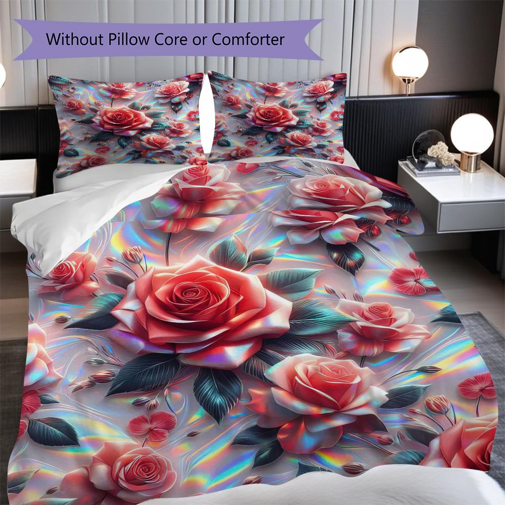 1PC Rose pattern Bedding Quilt Set Quilt Cover Pillowcase Home Decoration Birthday Gift (1 * duvet cover + 25 * pillowcase, without core)