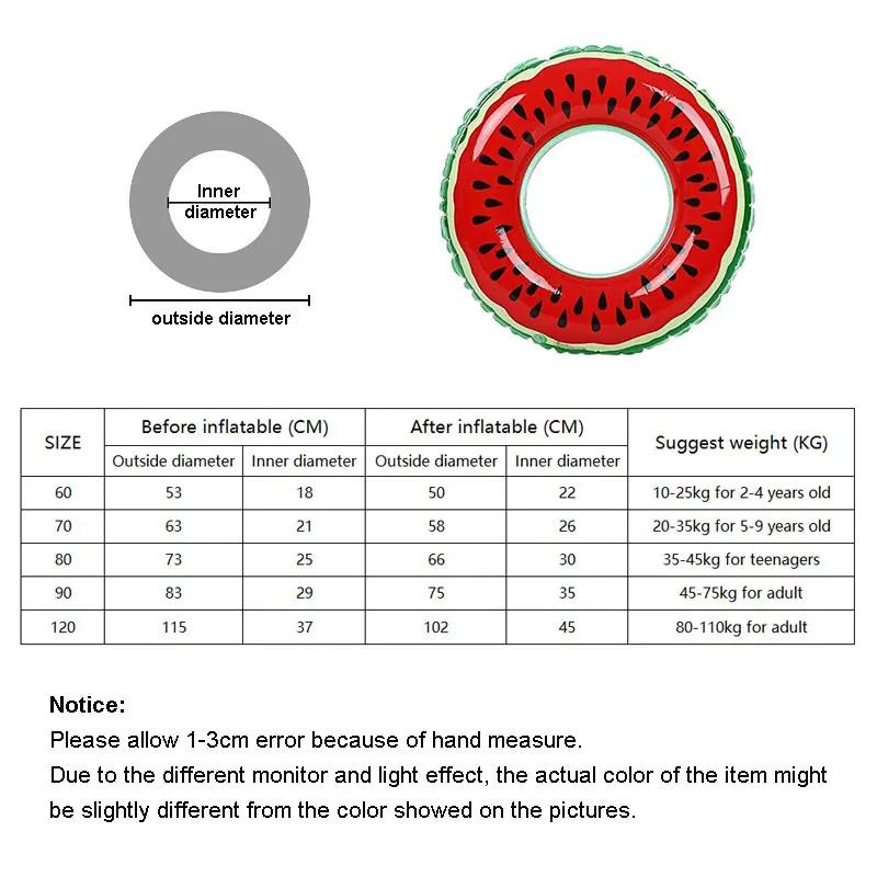 Inflatable Watermelon Swimming Ring Big Size Pool Float Circle for Adult Beach Sea Party Water Toy Swimming Accessory