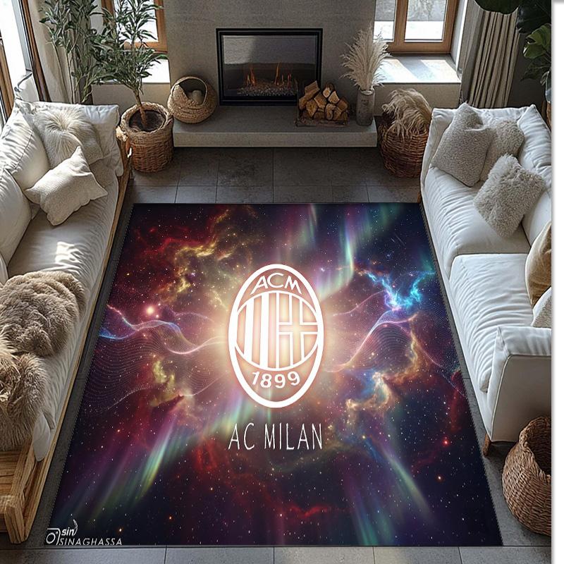 AC Milan Printed Flannel Area Rug Non Slip Soft Polyester Floor Carpet Indoor Decor Mat for Bedroom Living Room Sofa Game Room Home Decoration