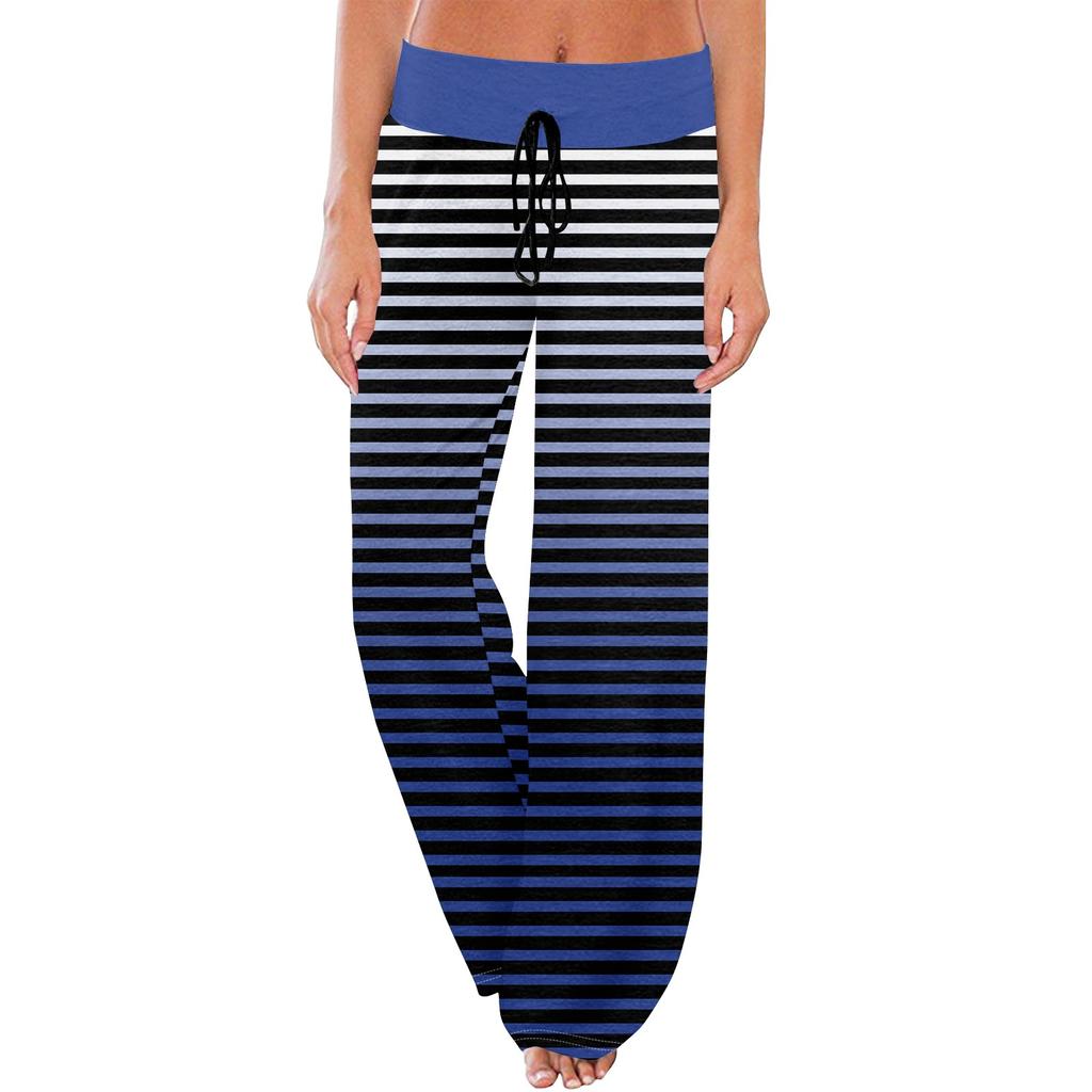 Женские повседневные модные комфортные пижамные брюки с широкими штанинами на шнуровке и принтом