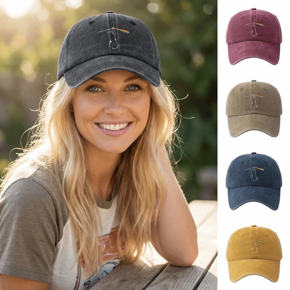 Rainbow Hook Printed Dad Hat Washed Cotton Sun Protection Hat Vintage Baseball Cap For Men Women
