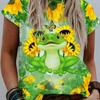 2024 New Women's Round Neck Printed 3D Frog Pattern Short Sleeve T-Shirt Oversized Women Top T-Shirt Summer Casual Women's Wear