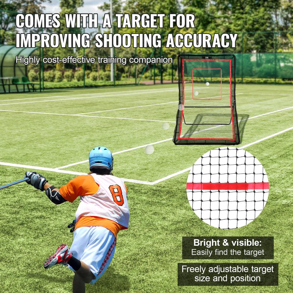 VEVOR Lacrosse Rebounder for Backyard, 1524 x 2133.6 mm Volleyball Bounce Back Net, Pitchback Throwback Baseball Softball Return Training Screen