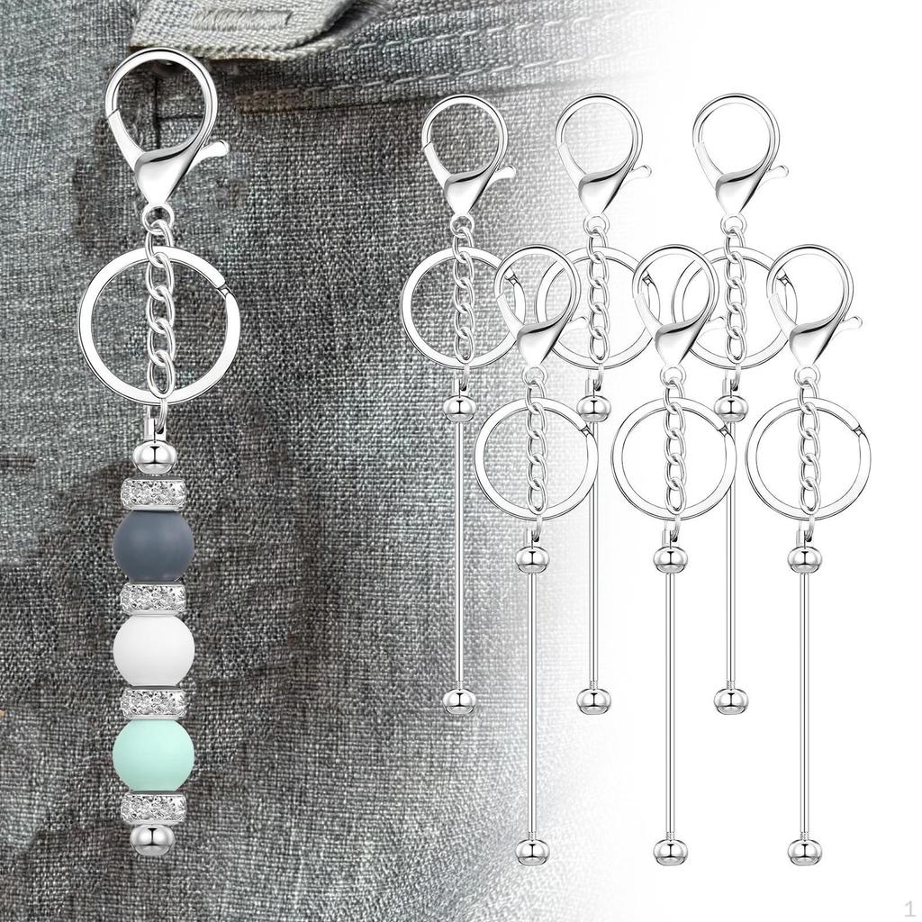 Beadable Keychain Bars Blank DIY Craft, Metal School Office Gift Kids Jewelry