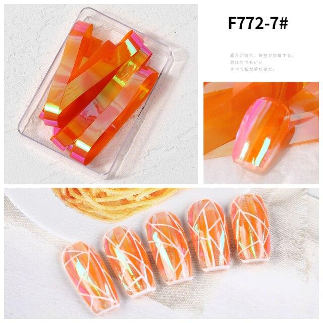1 Box Aurora Nails Foil Film Sticker Cellophane Paper Korean Nail Glass Foils Trend Design Ice Cube Manicure Nail DIY Decoration