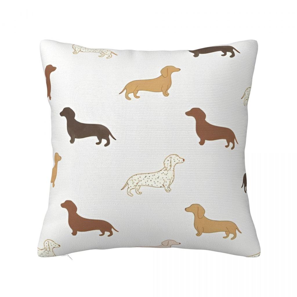 Dachshund Dog Square Pillow Covers Polyester Home Wiener Sausage Doxie Cushion Case Cute Decor Pillowcase 4040