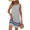Women's Summer Retro Round Neck Sleeveless Loose Printed Vest Dress