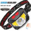 Super Bright LED Induction Headlamp USB Rechargeable Head Flashlight New COB Headlight  Fishing