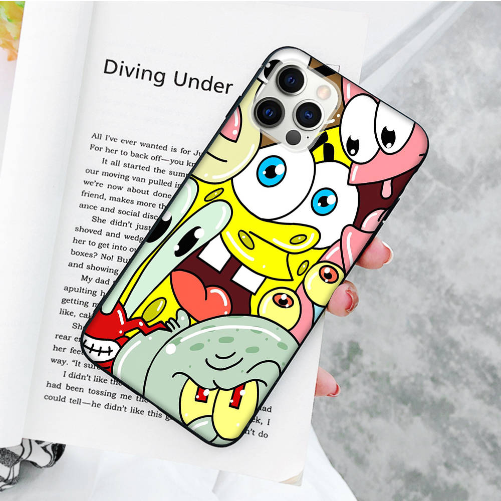 Черный мягкий чехол JS45 SpongeBob Friend для OPPO Reno 8 6 5 4 Pro Plus Find X3 A17 A3 A31 A38 A40 A53 A54 A55 A74 A76 A78 A77 A80 A94 A95 A96 Lite