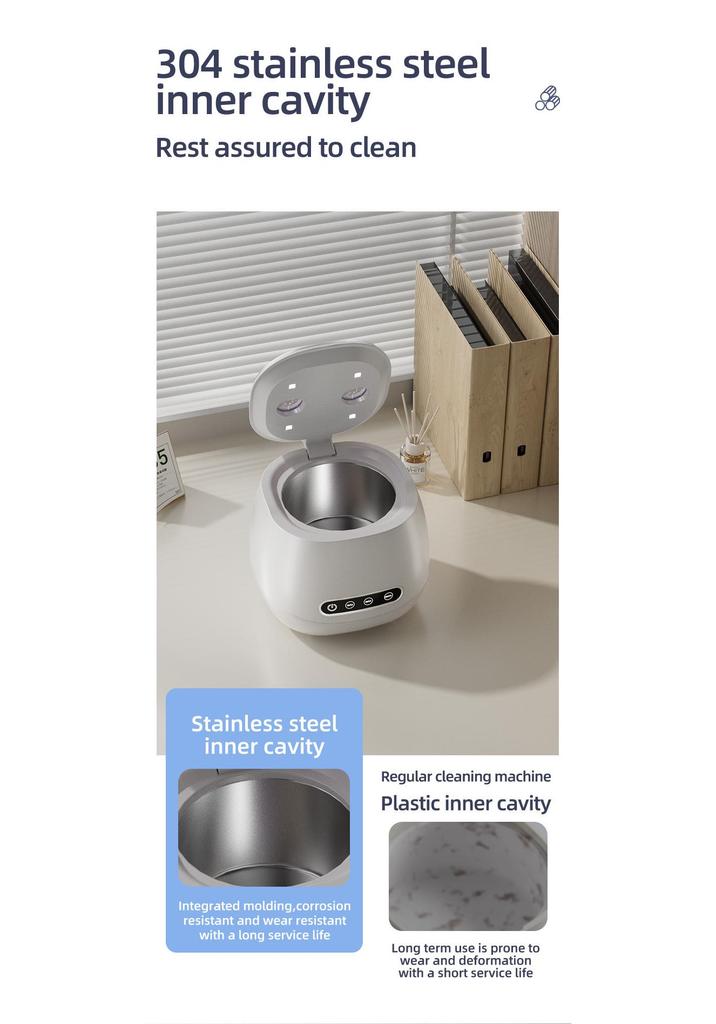 Ultrasonic Invisible Retainer & Denture Cleaner: Multi-functional for Jewelry & Rings