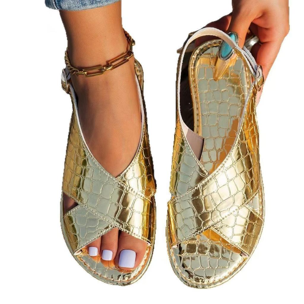 2025 Luxury Sexy Women Sandals Classic Gold Silver Buckle Summer Ladies Shoes Large Size Lightweight Comfort Beach Sandals