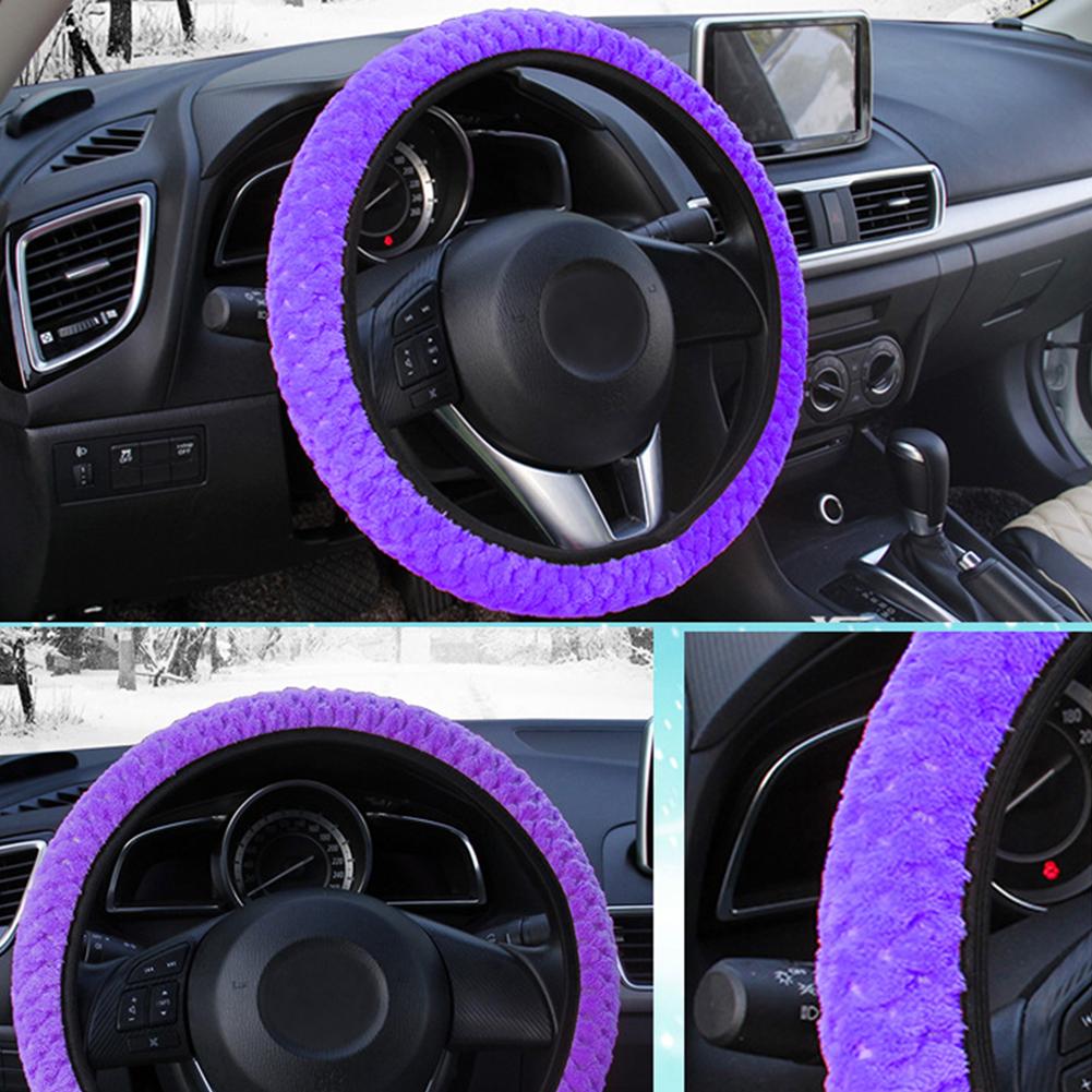 Защитный чехол на руль, стильный зимний теплый плюшевый противоскользящий автомобильный чехол