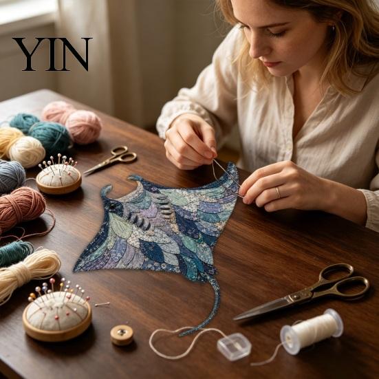 Family Craft Night Activities Ocean Animal Patchwork Kit, DIY Fabric Sewing Handmade Gift Crafting Materials Sea Turtle Octopus Kit for Adults,