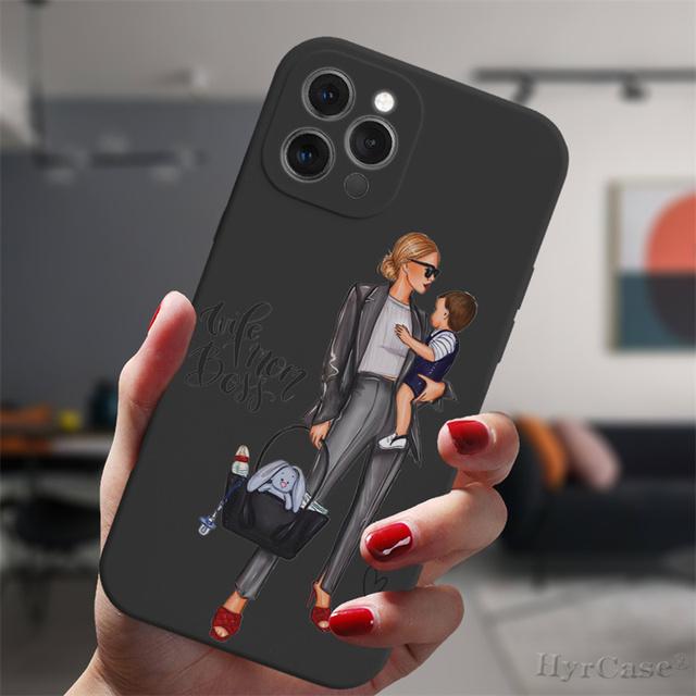 Для Iphone 13 11 12 14 Pro Max Mini Xs Xr 14plus черный чехол на высоком каблуке для девочек, модная женская мода, популярный силиконовый защитный чехол