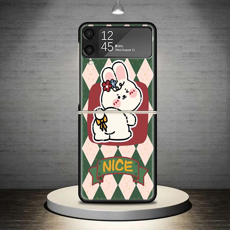 Мультяшный Милый Маленький Кролик Чехол для Телефона Для Samsung Galaxy Z Flip 7 6 5 4 3 5G Чехол ZFlip7 ZFlip6 ZFlip4 ZFlip5 ZFlip3 Coque Fund