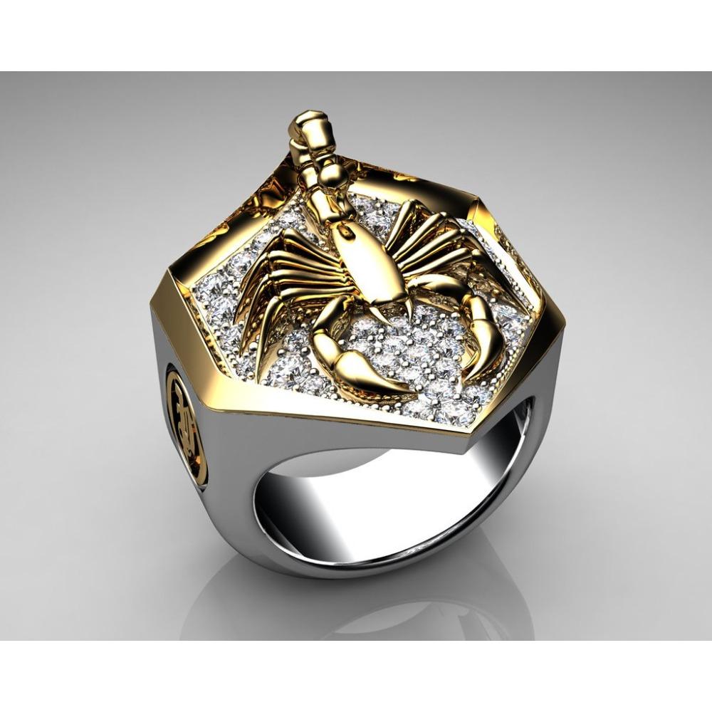 European and American Creative Animal Shape Scorpion, Fashionable Two-color Alloy Point Diamond Hip-hop Hand Clothing Matching