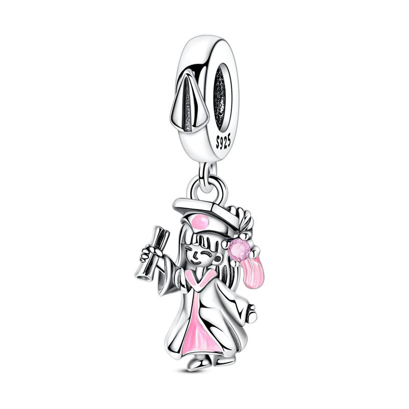 Новинка Шармы Медно-розовое Сердце Любви Подвеска-шарм для девочек Подходит для оригинального браслета для женщин DIY Ювелирный подарок