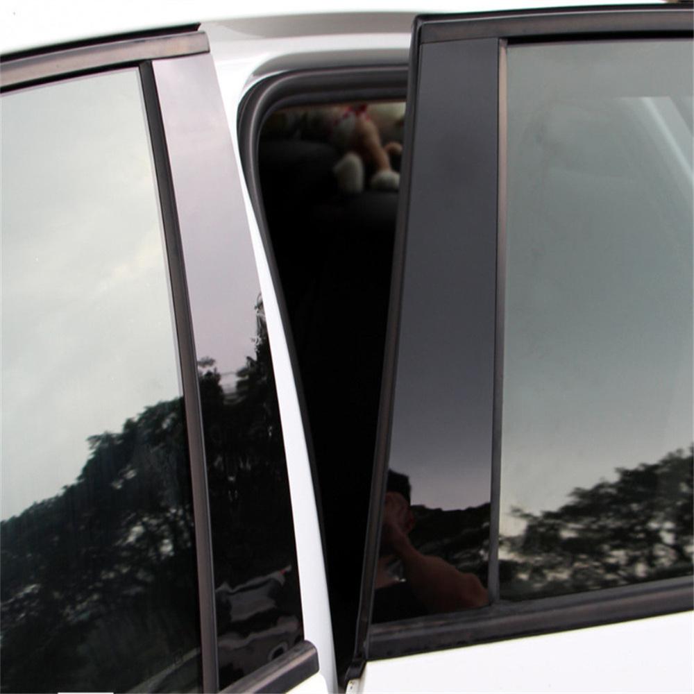 New 4PCS Glossy Piano Black Car Door Window Trim Pillar Posts Cover For Ford Fiesta