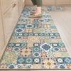 PVC Floor Mat for Kitchen Waterproof Non-slip Carpet Home Decoration Vintage Pattern Long Strip Rug Oil-proof Alfombra De Cocina